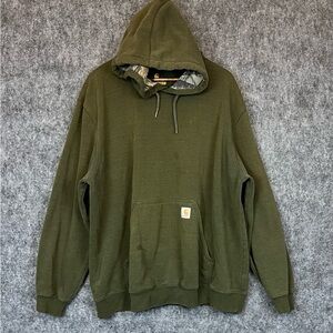 Carhartt Rain Defender Men's Size 2XL Olive Green Hooded Pullover Sweatshirt